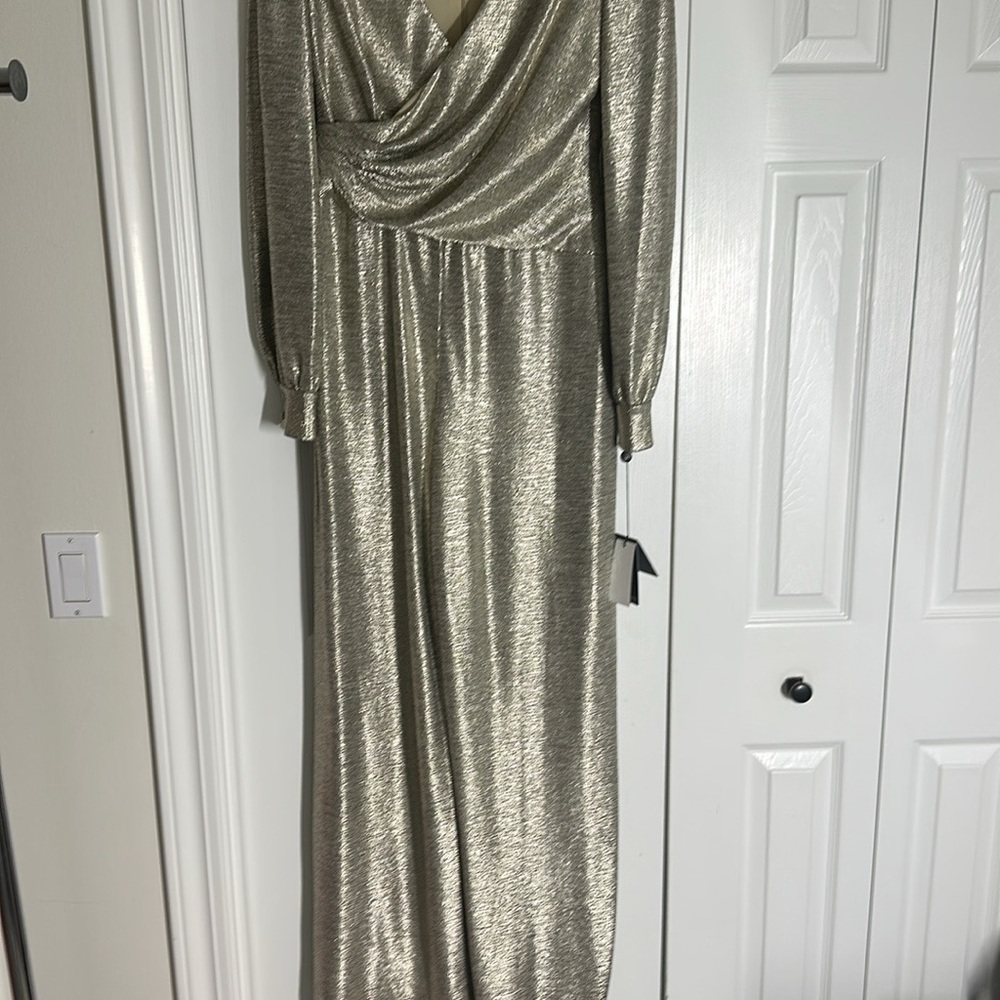 NWT Adrianna Papell Metallic Gold Jumpsuit - Picture 3 of 3